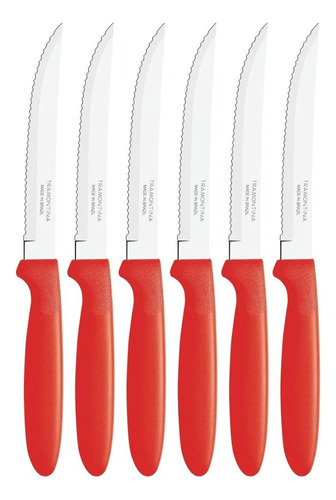 Kit de cuchillos para barbacoa Ipanema con 6 piezas Tramontina, color rojo