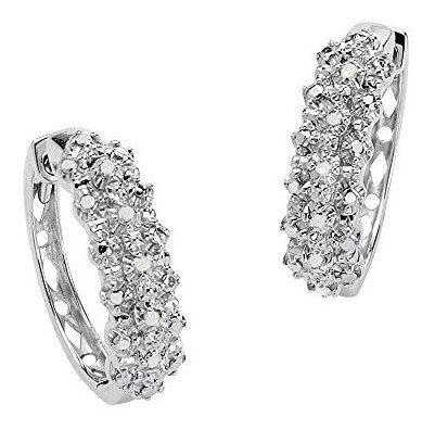 Ice White Diamond Platinum Sobre 0.925 Pendientes De Plata D