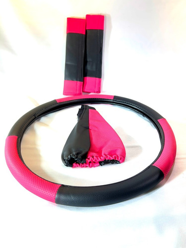 Fundas Cubre Asiento Auto Cuerina Rosa Fuscia Negro.x12pz F8