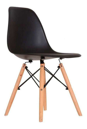 Silla de comedor Eames Quilmes, color negro, marco de silla, color negro, asiento, color negro