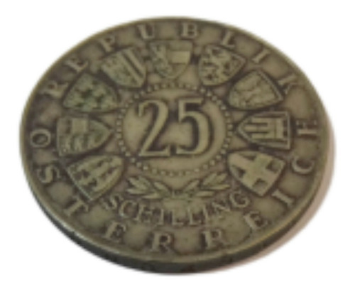 Imagen 1 de 6 de Moneda Plata Austria 25 Shilling 1956 Bicentenario Mozart 