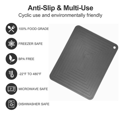 Juego De Salvamanteles De Silicona Para Cocina Color Gris