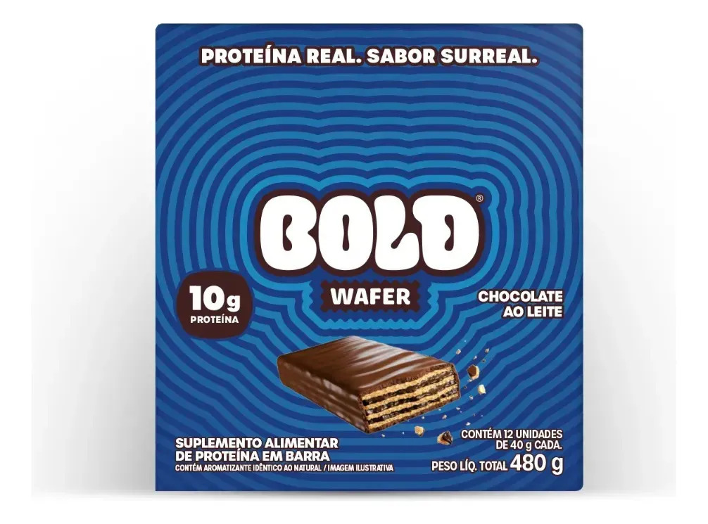 BOLD Wafer Sabor Chocolate ao Leite 10g de Proteína 40g 12 un.