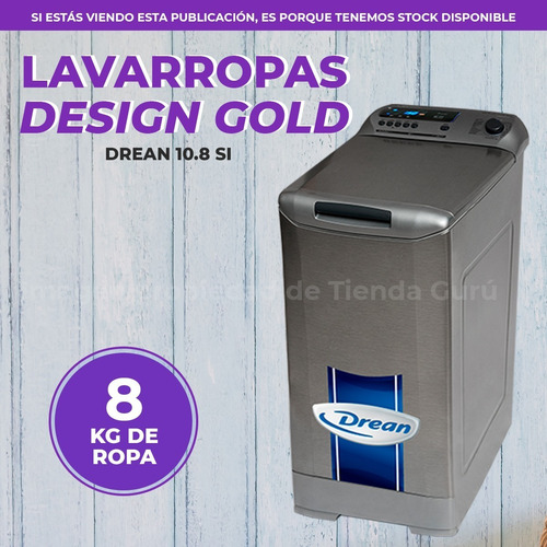 Imagen 2 de 7 de Lavarropas Carga Superior Drean Design Gold 10.8 Silver 8kg