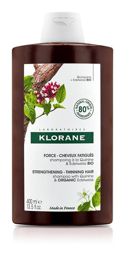 Imagen 1 de 5 de Shampoo Klorane Quinina en botella de 400mL por 1 unidad