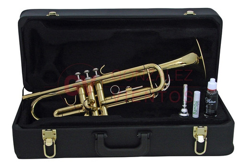 Imagen 3 de 10 de Trompeta En Bb Dorada Lincoln Wind + Estuche Jytr1401 Pr