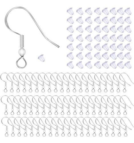 50 Pcs/25 Pares Ganchos De Pendientes De Plata Esterlin...