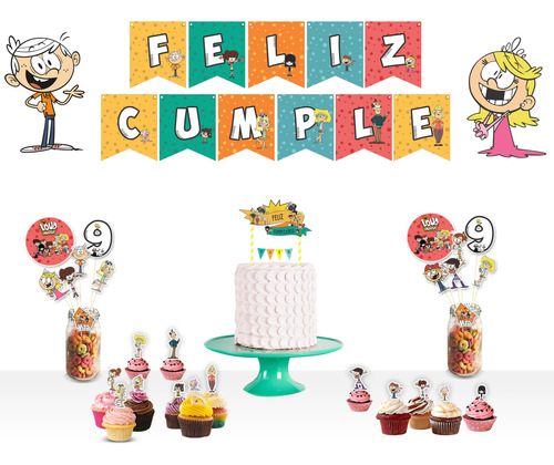 Mega Pack The Loud House Family Pinchos Topper Banderin