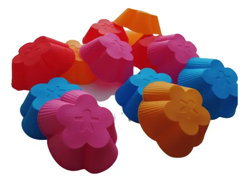 Molde Silicona Flor 5 Pétalos Cupcakes X 12 Unidades