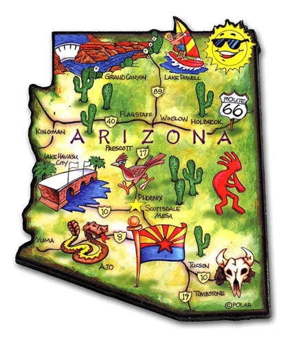 Recuerdo Coleccionable Arizona Artwood State Magnet Classic