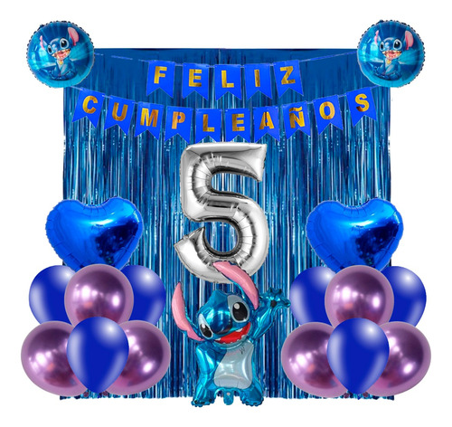 Combo Cumpleaños Stitch Globos Decoración 