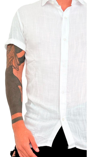 Imagen 3 de 8 de Camisa De Lino Blanca