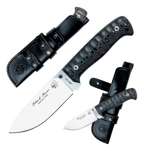 Cuchillo Bushcraft J&v Black Bear Micarta Negra Echo A Mano