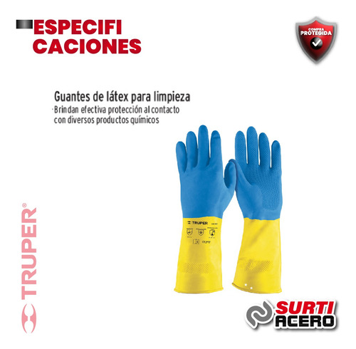 Guantes De Látex Reforzados Para Limpiez Azul