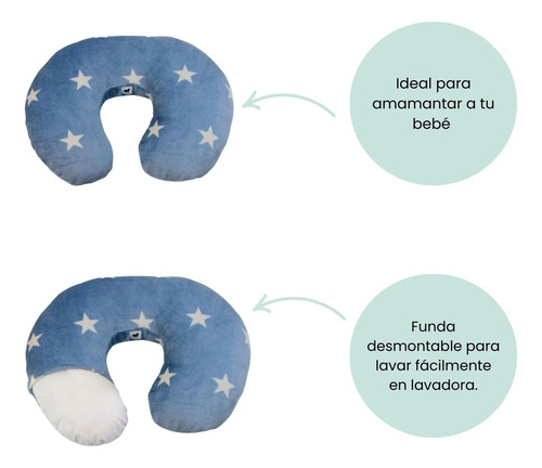 Cojin De Lactancia Super Suave- Nap Azul Acero Estrellas