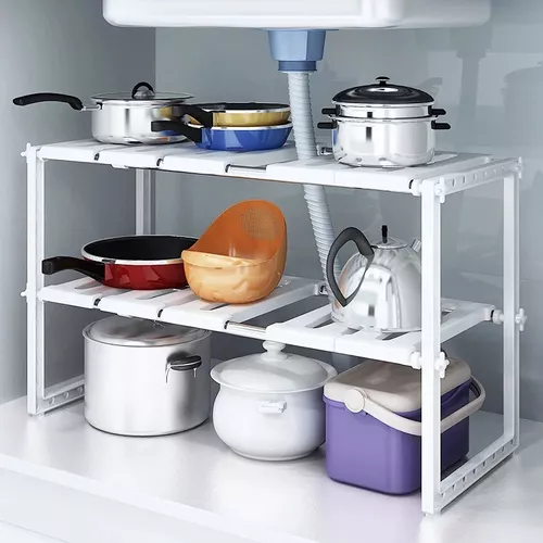 ESTANTE ORGANIZADOR BAJO FREGADERO COCINA SOBRE MESADA 2 NIVELES REGULABLE  AJUSTABLE HOGAR Cocina y