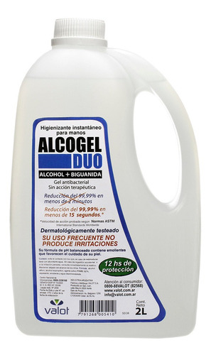 Alcogelduo 12 Hs Proteccion 2 Lts Valot