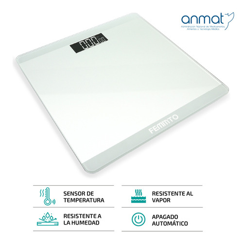 Imagen 4 de 9 de Balanza digital Femmto B01 blanca, hasta 180 kg