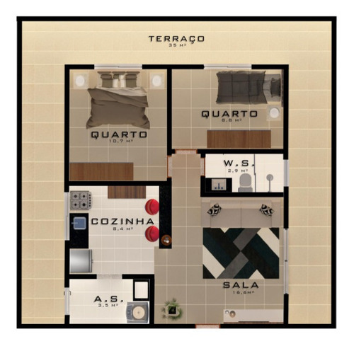 Imagem 6 de 6 de Cobertura À Venda, 2 Quartos, 2 Vagas, Betania - Contagem/mg - 21577