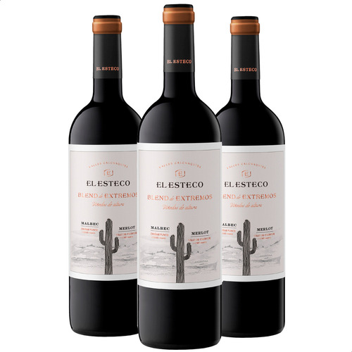 Vino Tinto Malbec Merlot El Esteco Blend De Extremos Caja X3