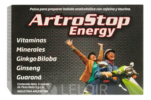 Artrostop Energy Suplemento Dietario 4 Sobres Aporta Energia