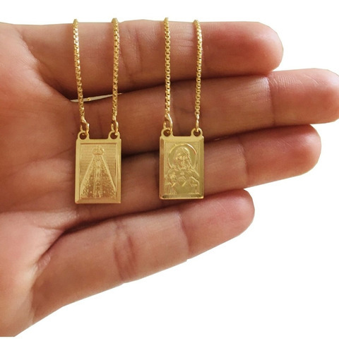 Escapulário Nossa Senhora Aparecida Ouro 18k 60 Cm Banhado Cor Dourado