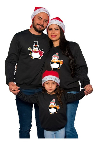 Buzo Buso Saco Hoodie Familia Pingüinos Navideños Navidad