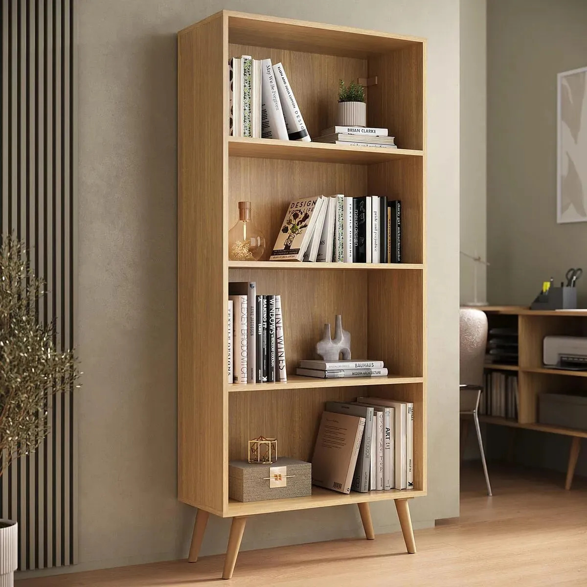Estante de Escritório Organizadora 68cm com 3 Prateleiras Retrô Urban Multimóveis MP6037 Marrom
