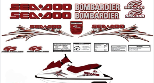Kit Adesivos Jet Ski Sea Doo Gs 2000 - 2001  2 Tempos