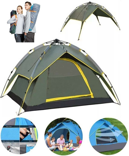 Carpa Automática 4p Doble Capa Toldo 2.1x2.1x1.5 Mt