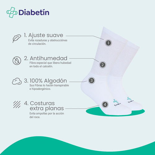 6 Pack Calcetines Para Diabéticos Para Caballero