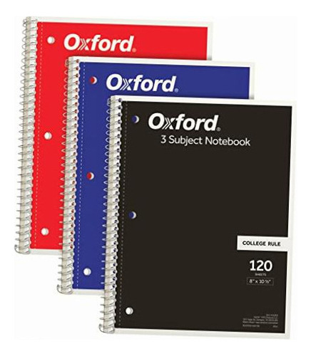 Oxford 65202 Cuaderno En Espiral, Paquete De 3 Temas, Papel