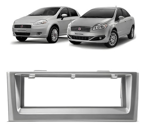 Moldura Painel 1 Din Som Rádio Linea 2008 À 2012 Prata