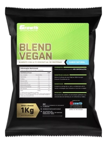 Proteína Vegana De Arroz Y Arveja Blend Vegan Growth 1kg