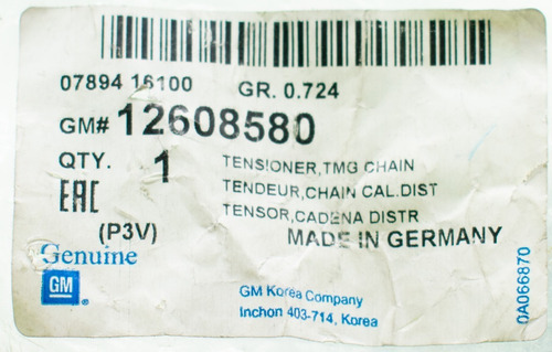 Imagen 4 de 4 de Tensor Cadena 12608580 Tiempo Astra / Orlando Gm