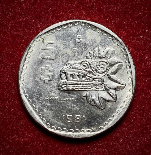 Moneda 5 Pesos Mexico 1981 Km 485 Quetzalcoatl