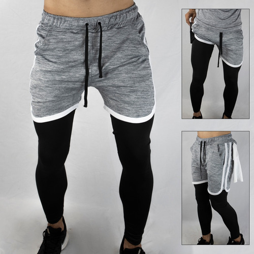 Pantaloneta Deportiva Con Licra Larga Slim Fit 