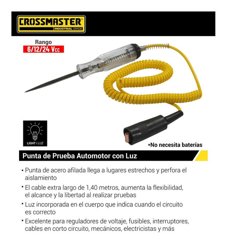 Imagen 2 de 4 de Punta De Prueba Automotor Con Luz 6v 24v Crossmaster 9980470