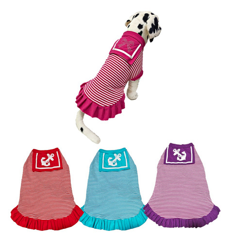 Vestido Marinero De Algodón Talla 3 Para Perros, Mascotas