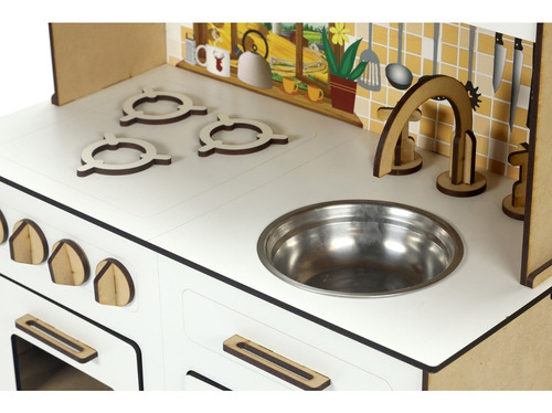 Cocina De Madera Para Chicos Cocinita De Juguete Infantil Color Blanco