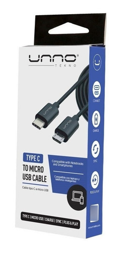 Cable Unno Tekno Tipo C Micro Usb 1.5 Metros