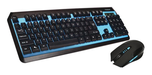 Imagen 2 de 2 de Kit de teclado y mouse gamer inalámbrico Noga NKB-40 Español de color negro y azul