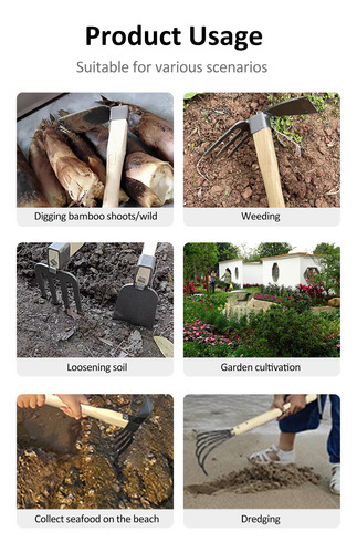 Ferramenta De Jardim Portátil Small Eight Hoe Com Madeira Cu