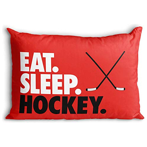 Funda De Almohada  Comer. Dormir. Hockey. , Decoración...