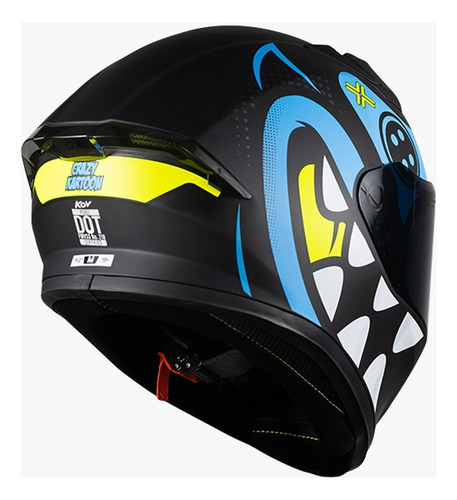 Casco Kov Pixel Crazy Cartoon Azul Cerrado Para Moto Tamaño Del Casco Xl (61-62cm)