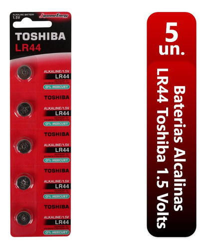 Pilha Bateria Lr44 Botão Redonda Toshiba 1.5volts C/5 Un