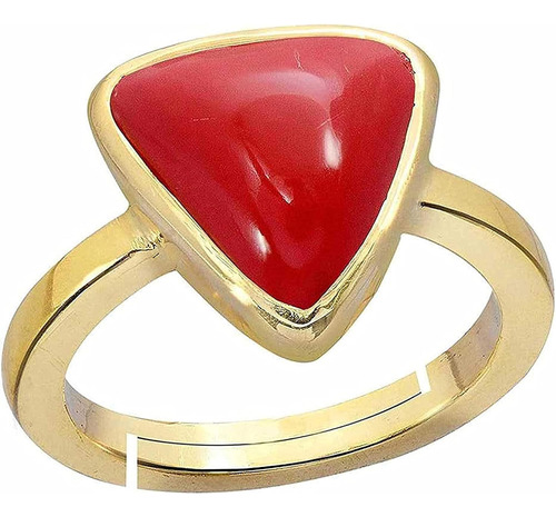 Anillo Ajustable Natural Italiano Rojo Coral Moonga Panchdha