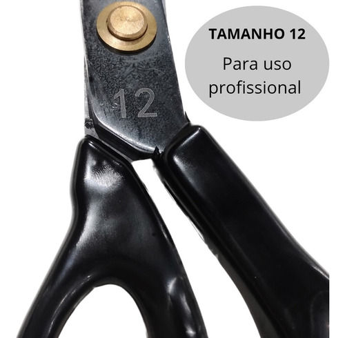 Tesoura De Ferro P/ Tapeceiro Profissional Corte Reto N.12 Preto