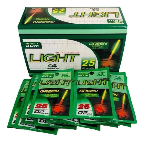 Luz Química Maruri Power Light 3.0x25mm-caixa C/50x2-100pcs Cor Verde-claro