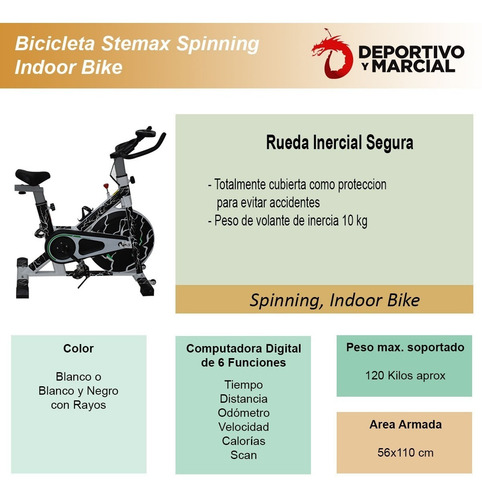 Imagen 4 de 9 de Bicicleta De Spinning Fija Rueda Segura H/ 120 Kg Semi Prof